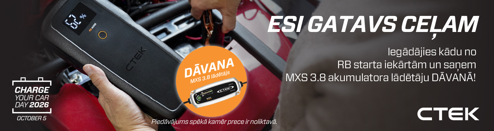 CTEK īpašais piedāvājums – MXS 3.8 lādētājs dāvanā!