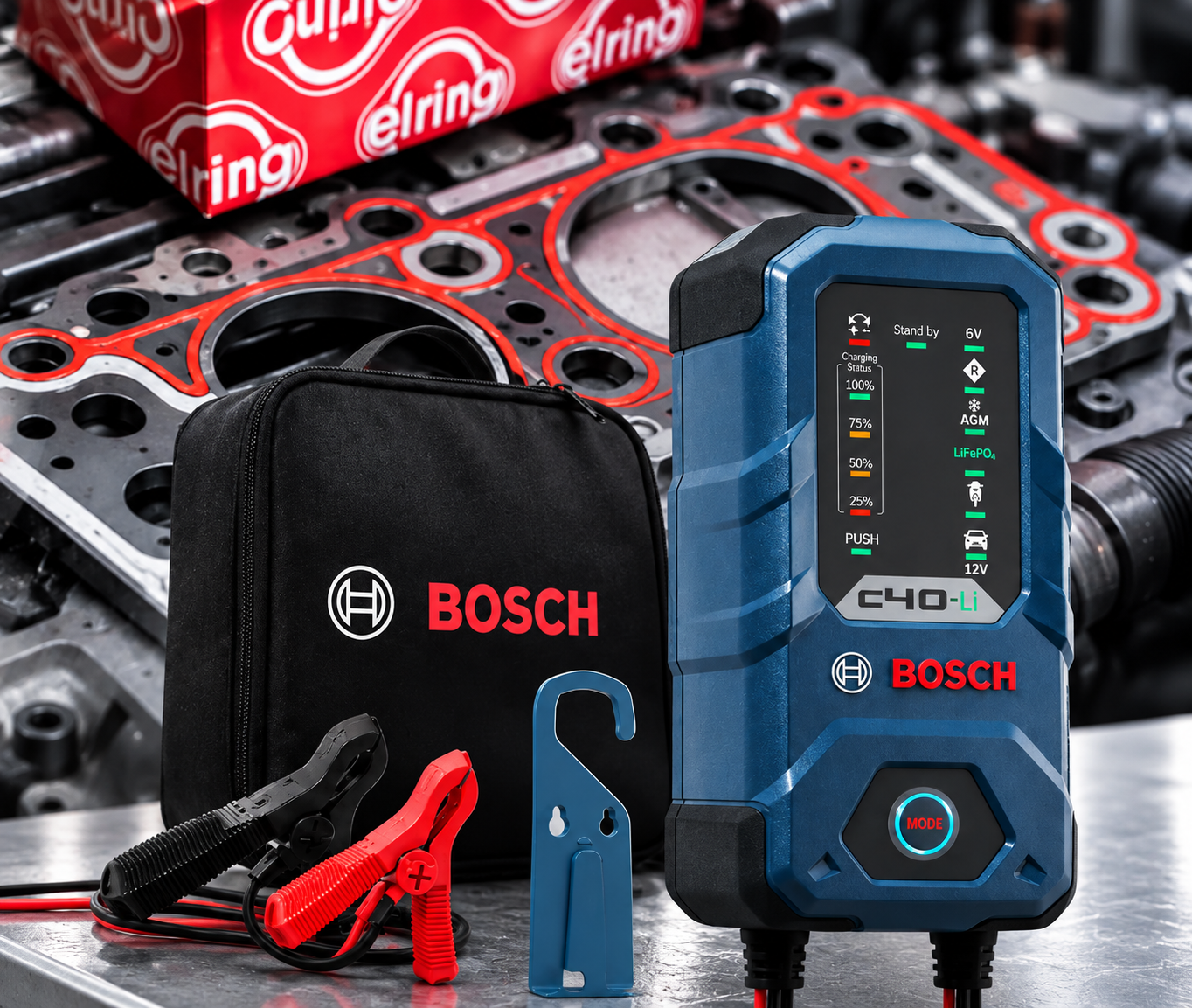 Iegādājies ELRING par 200 € un saņem BOSCH lādētāju!